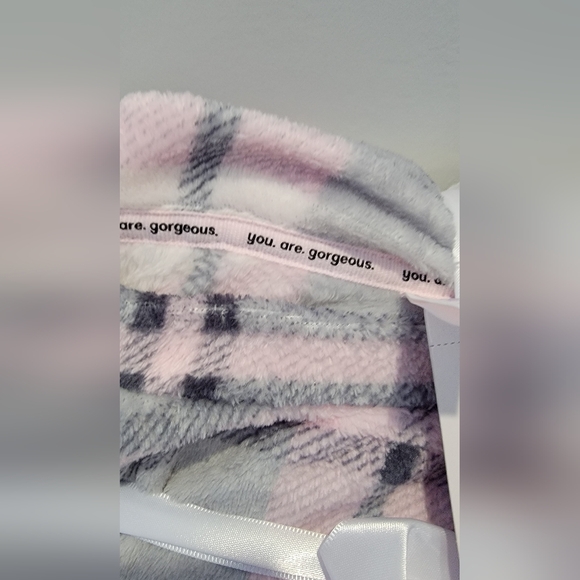 Pink and Gray Plaid Blanket - Picture 2 of 6